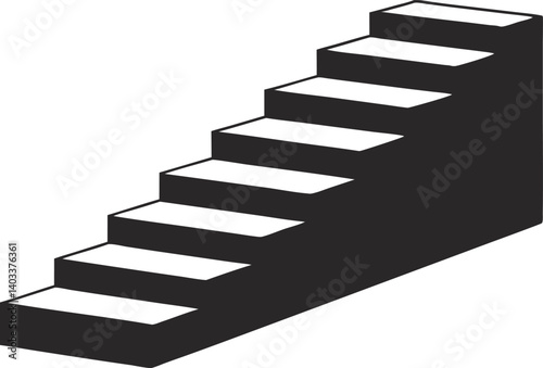 Architectural stairs in silhouette black vector format  