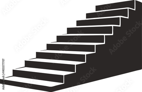 Silhouette black stair railing design in vector form  