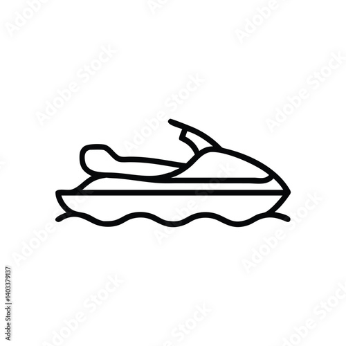 Jet Ski Outline Icon Speedboat On Water Summer Vacation Adventure Vector