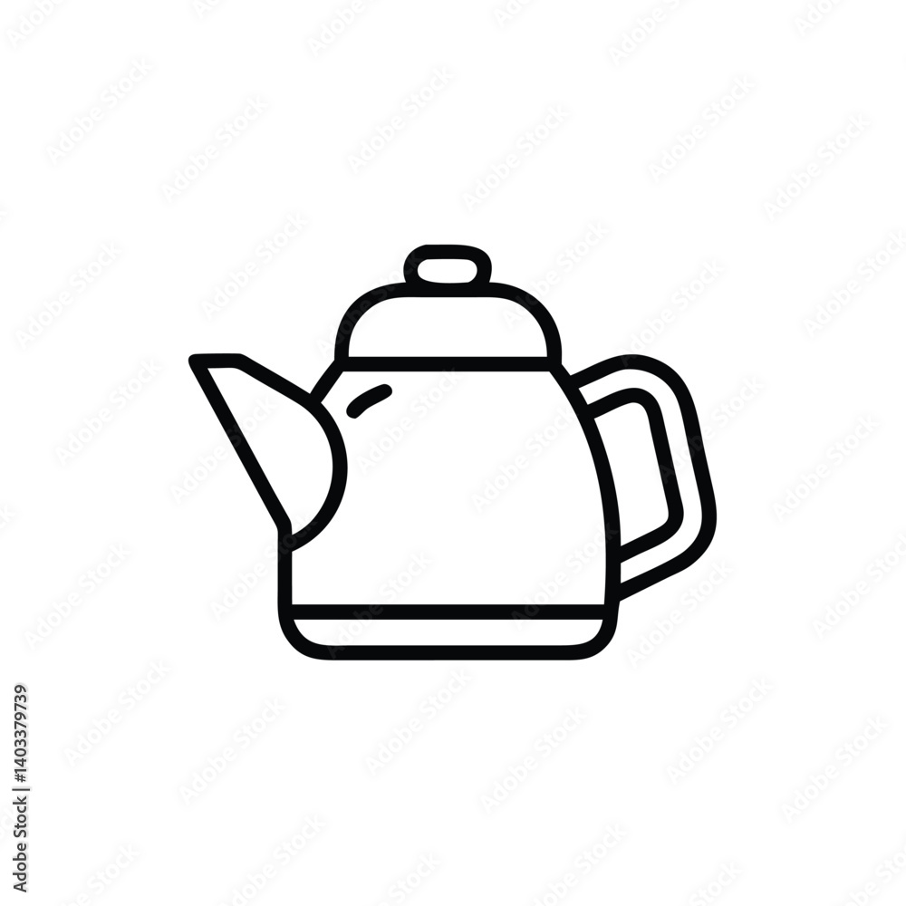 Simple Black Outline Drawing Of A Teapot For Hot Water Preparation Simple Black Outline Drawing Of A Teapot For Hot Water Preparation