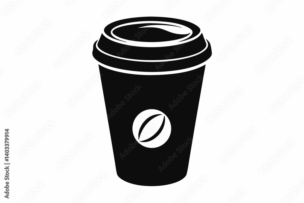 Coffee to Go Cup with Lid Silhouette Vector Coffee to Go Cup with Lid Silhouette Vector
