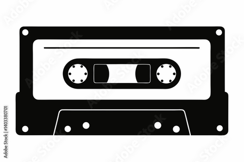 Retro Cassette Tape Silhouette Vector 