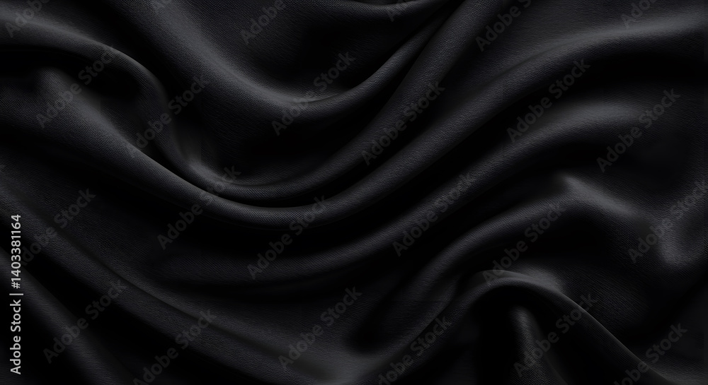 Obraz premium Elegant Draped Black Silk Fabric Texture