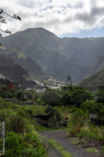 Agaete Valley landscape. San Pedro town. Agaete. Gran Canaria. Canary islands Spain	 photo