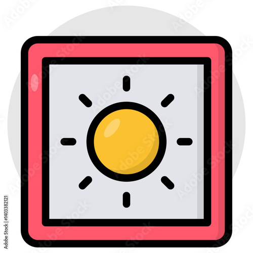 A flat design icon of brightness control 