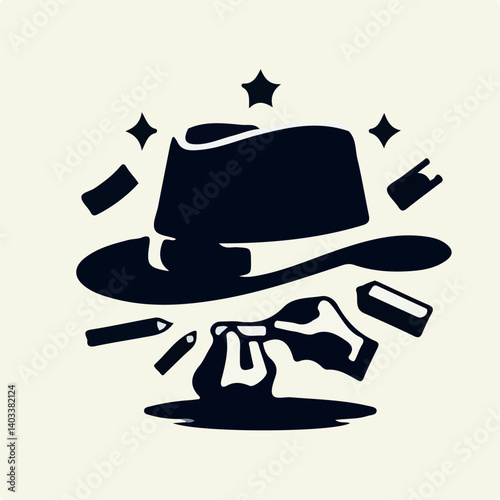 vector art of silhouette cowboy hat
