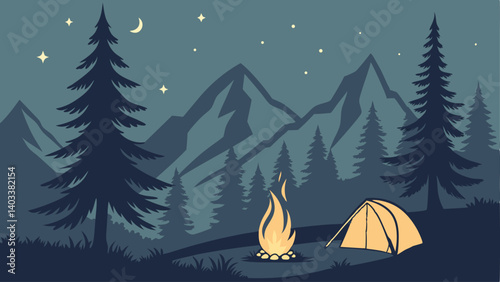 camping in the forest