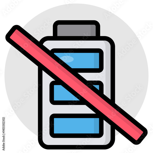 A flat design icon of no battery