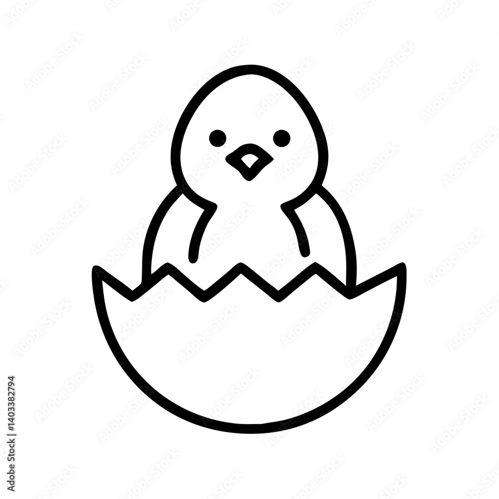 Obraz premium Chick Hatching from Eggshell in Minimalist Style 