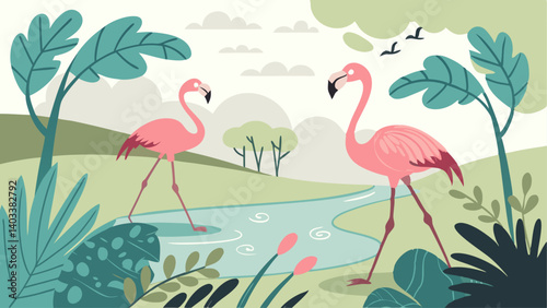 flamingos in the water