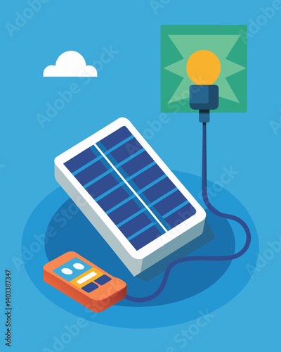 Say goodbye to feeling helpless during power outages. This solar charger gives you the power to stay connected and in control of your devices.. Vector illustration