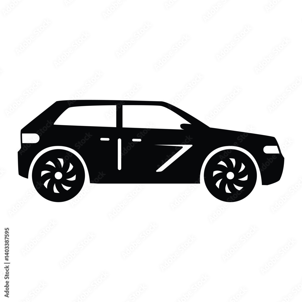 Fototapeta premium Car black icon simple modern side view design