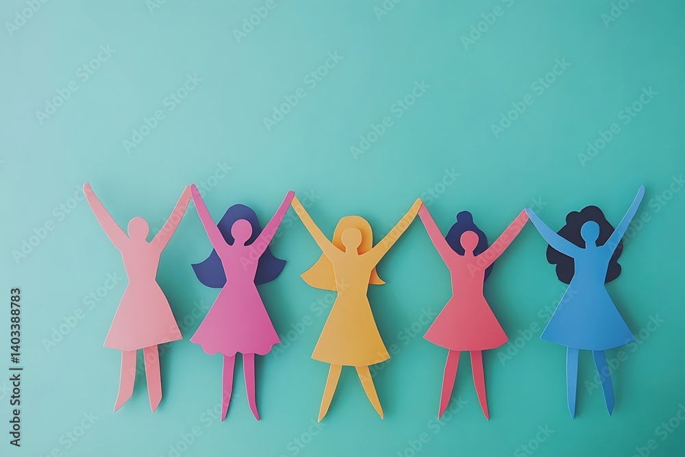 Empowered Women Group Cutouts Mint Background Empowered Women Group Cutouts Mint Background