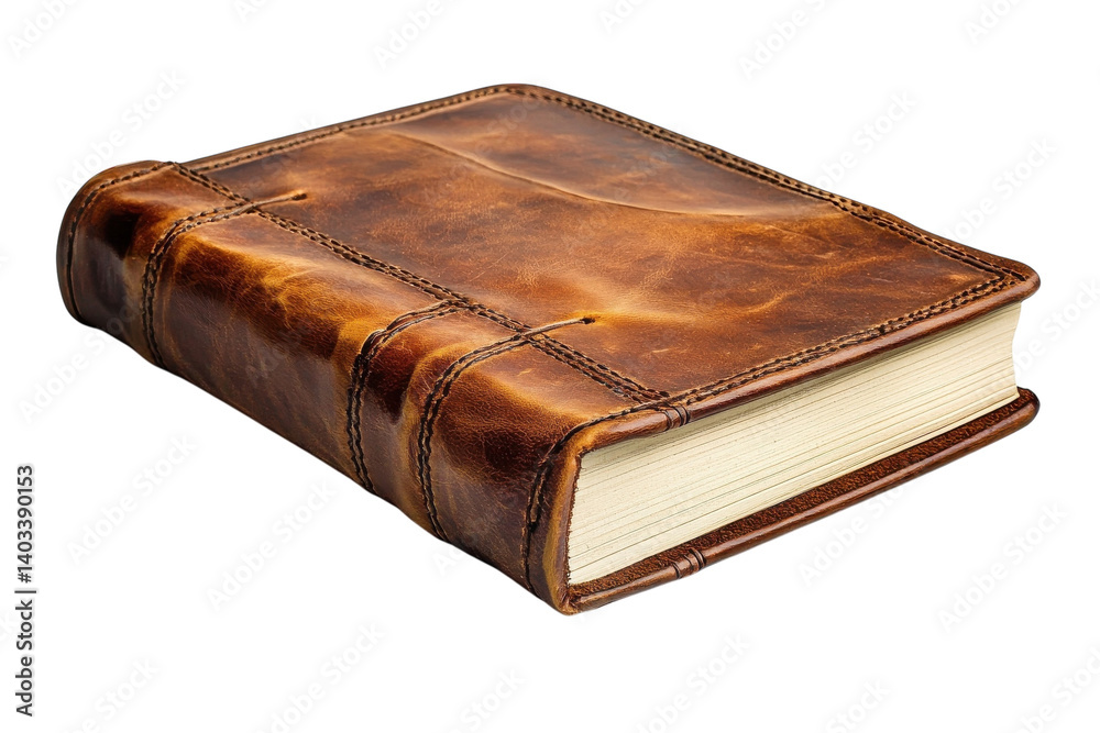 Obraz premium Antique Leather Bound Journal Rich Brown Hues Aged Texture Blank Pages Ready for Stories