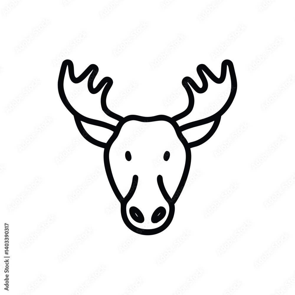 Minimalist Moose Head Icon Vector Illustration For Wildlife And Nature Designs Minimalist Moose Head Icon Vector Illustration For Wildlife And Nature Designs