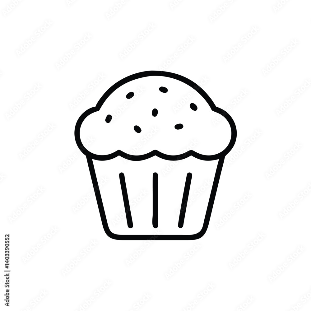 Simple Cupcake Icon With Sprinkles Dessert Food Line Art Vector Simple Cupcake Icon With Sprinkles Dessert Food Line Art Vector