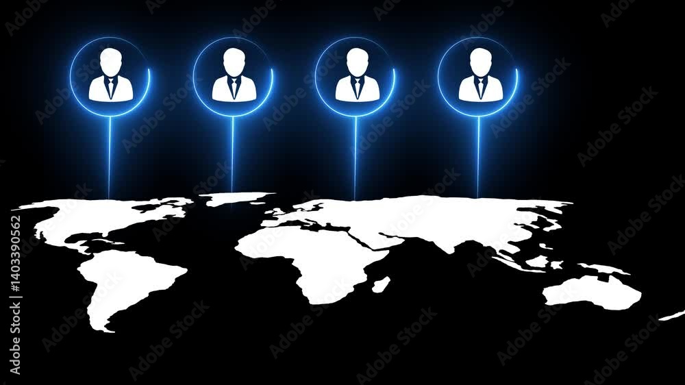 3D Information system for business. MAN computing icons on transparent background. concept for data management system, online database storage, networking and internet service