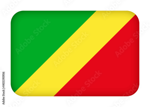 Free Download Congo Republic flag with round corners. 3d illustration button flag of Congo transparation png - GFXLoad