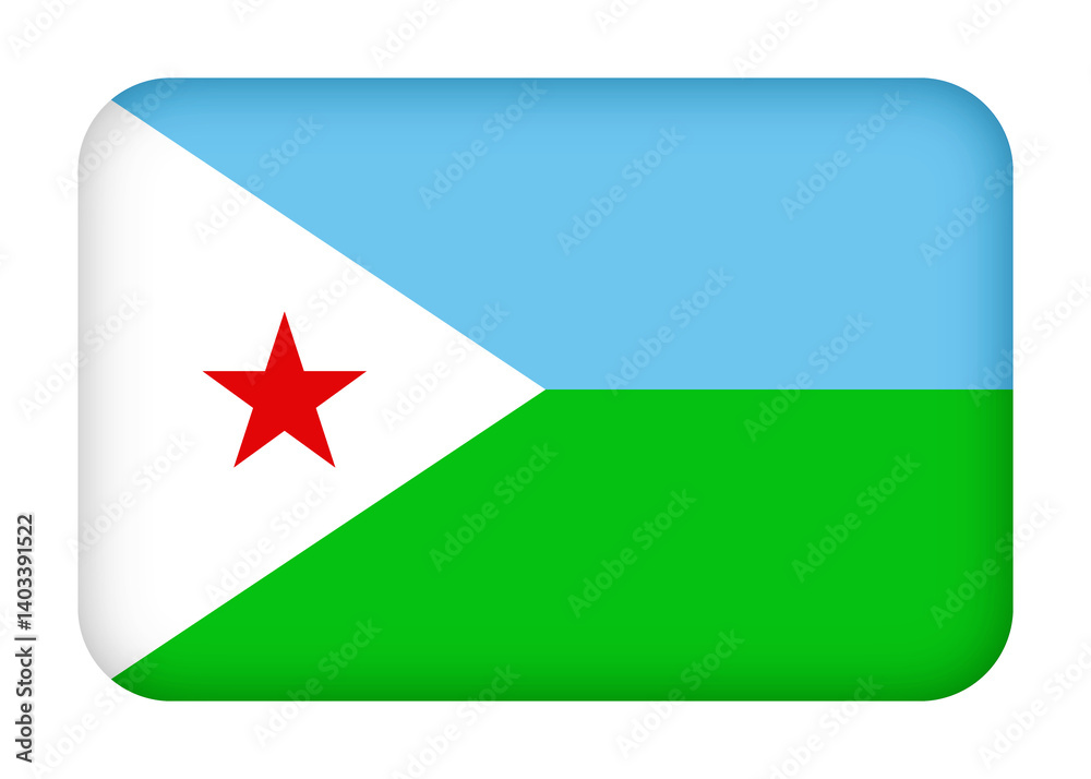 Djibouti flag with round corners. 3d illustration button flag of Djibouti transparation png Djibouti flag with round corners. 3d illustration button flag of Djibouti transparation png