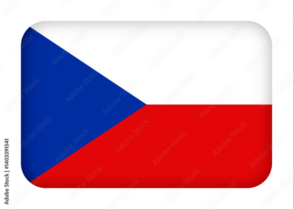 Czechia flag with round corners. 3d illustration button flag of Czechia transparation png Czechia flag with round corners. 3d illustration button flag of Czechia transparation png