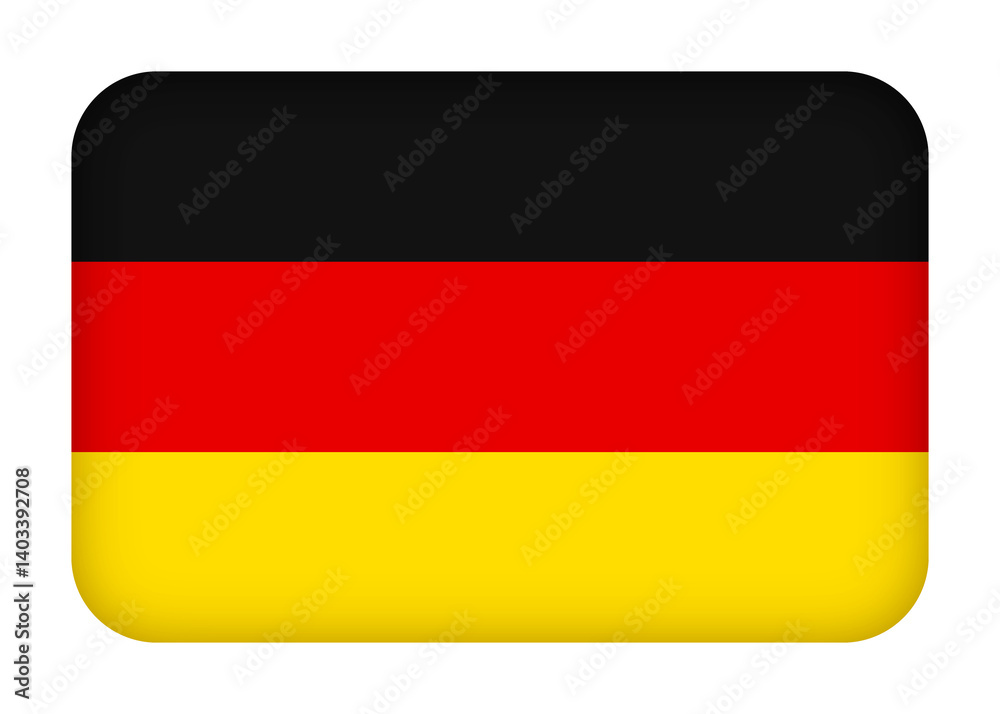 Fototapeta premium Germany flag with round corners. 3d illustration button flag of Germany transparation png