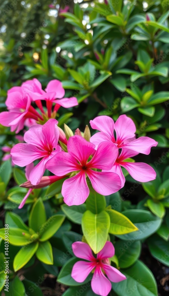 Vibrant pink Adenium obesum blossoms contrast against lush green foliage, floral photography, Adenium obesum Vibrant pink Adenium obesum blossoms contrast against lush green foliage, floral photography, Adenium obesum