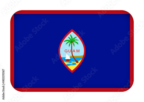 Free Download Guam flag with round corners. 3d illustration button flag of Guam transparation png - GFXLoad