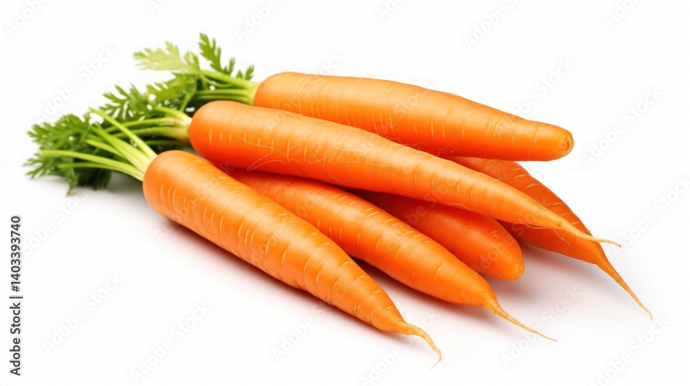Stack of fresh orange carrots isolated on white background. Generate AI image Stack of fresh orange carrots isolated on white background. Generate AI image