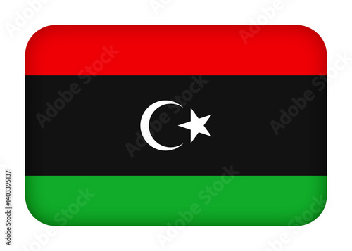 Free Download Libya flag with round corners. 3d illustration button flag of Libya transparation png - GFXLoad
