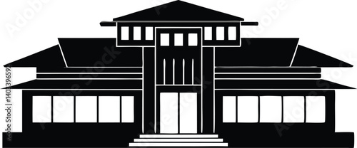 Isolated building vector in silhouette black style  