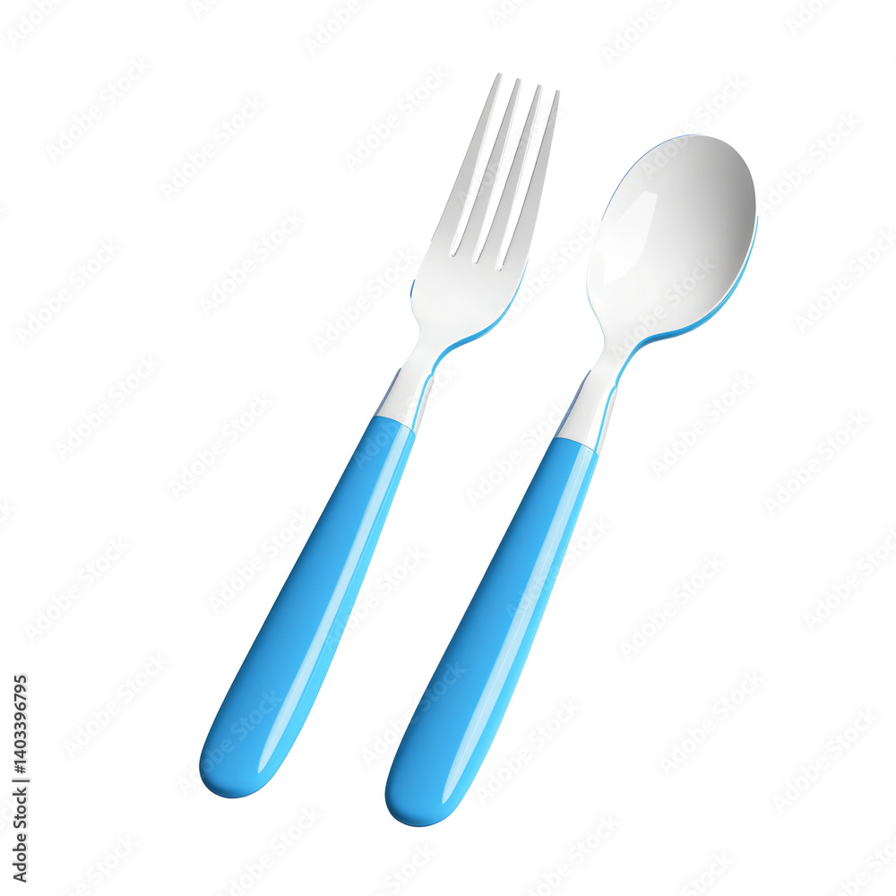 Blue and White Plastic Fork and Spoon Set Blue and White Plastic Fork and Spoon Set