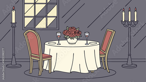 vector illustration of a restaurant table