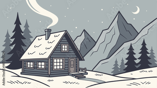 winter landscape with house