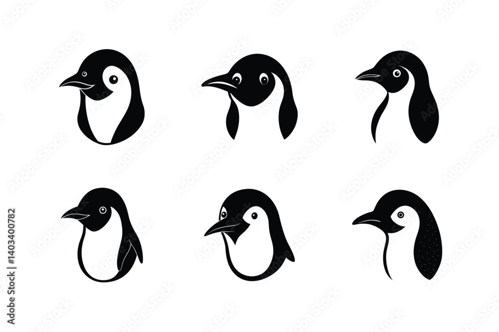 Obraz premium penguin head blush vector art silhouette