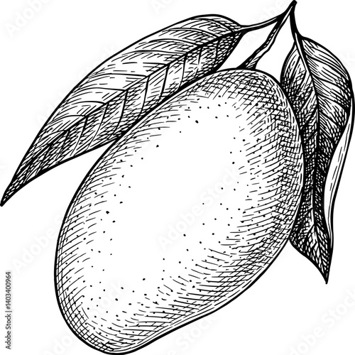Sliced guava ink sketch.