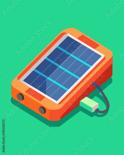 Small in size but big in function this solar charger packs a punch and can charge your devices quickly and efficiently.. Vector illustration