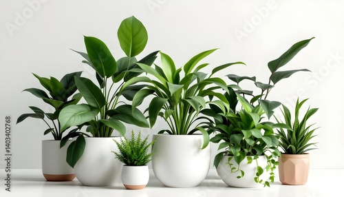 Diverse Houseplants Collection Displayed on White Surface for Home Decor Ideas