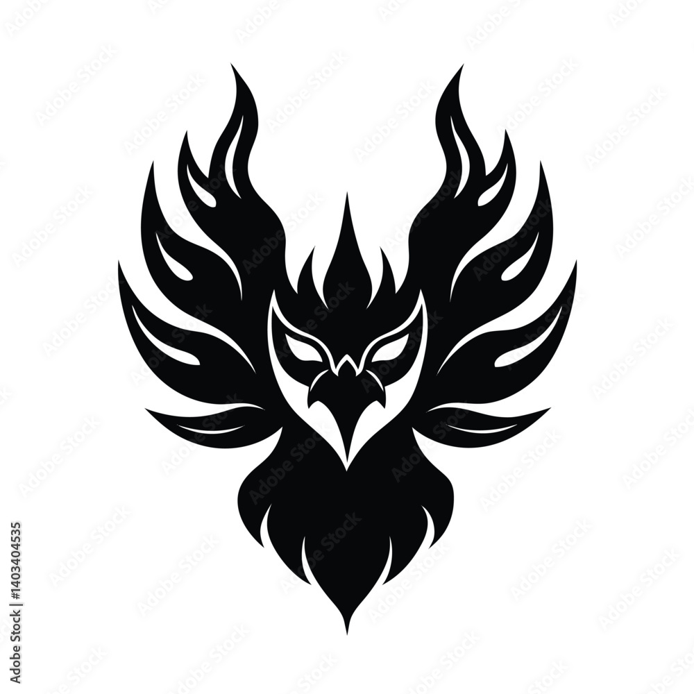 Fototapeta premium phoenix face flames vector art silhouette
