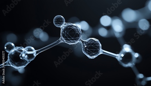 Highresolution 3D illustration of PFOS molecule, formula C8HF17O3S, ball and stick model, molecular structure on dark black background