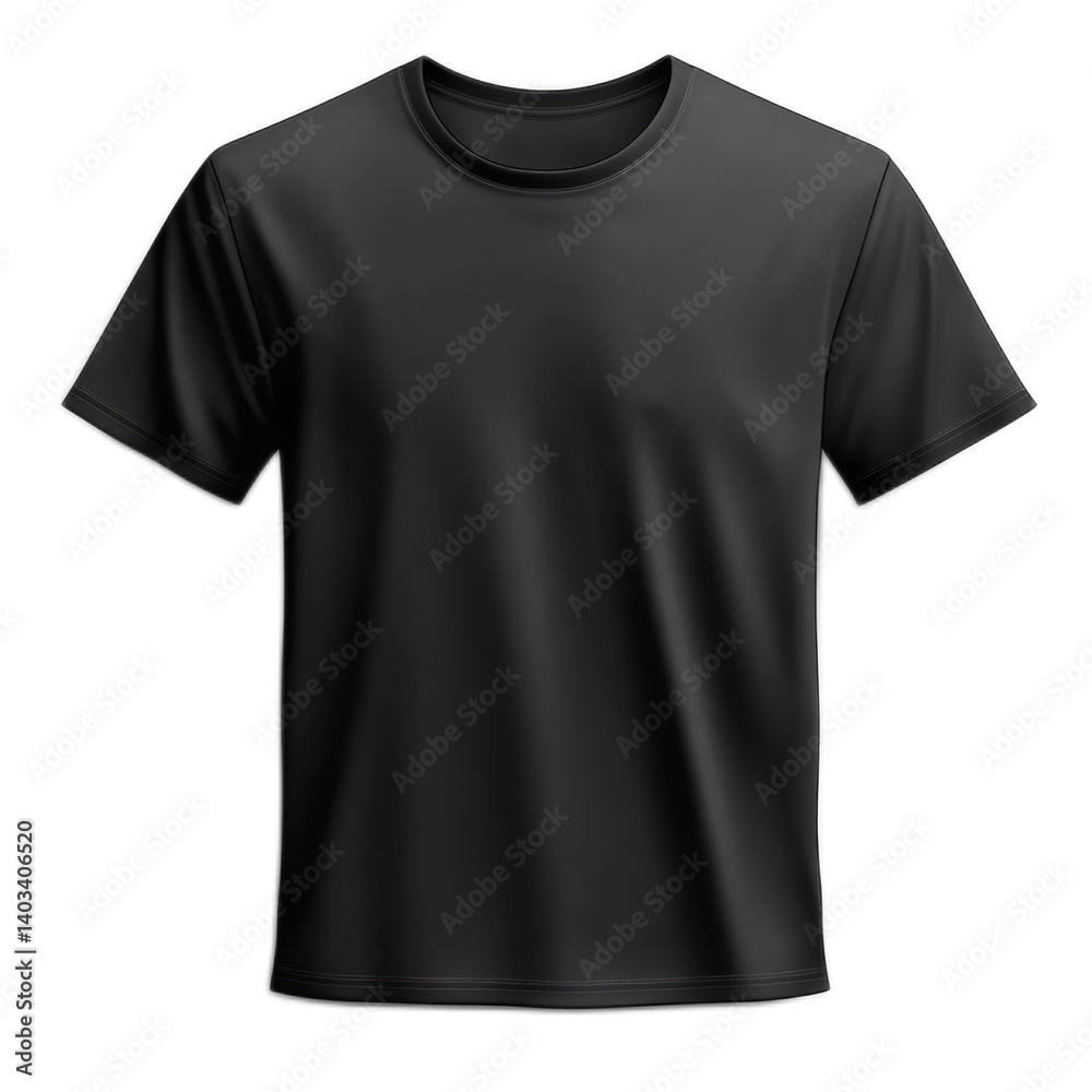 Black crew neck t shirt on white background casual fashion clothing apparel Black crew neck t shirt on white background casual fashion clothing apparel