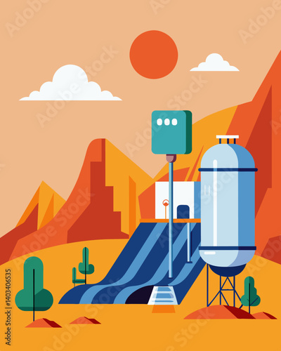 In a rocky and arid region the communitys solarpowered water heaters have not only made hot water accessible but have also decreased their dependence on expensive and polluting. Vector illustration