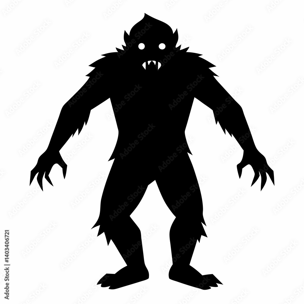 Fototapeta premium Silhouette vector art illustration of a Bigfoot