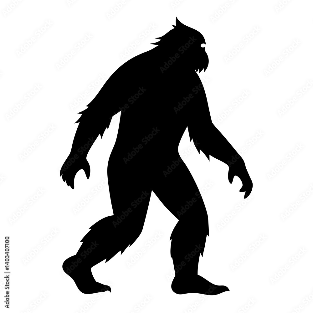 Fototapeta premium Silhouette vector art illustration of a Bigfoot