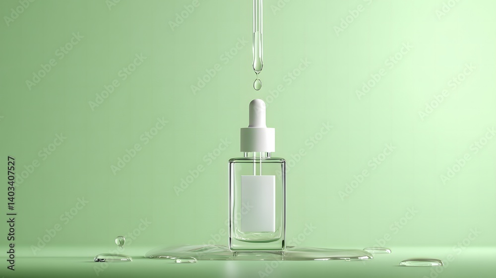 Close-up of serum droplet with reflections capturing the essence of skincare and natural beauty in detail Close-up of serum droplet with reflections capturing the essence of skincare and natural beauty in detail