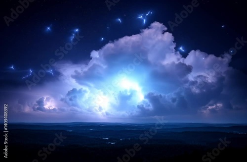 Lightning striking storm clouds dramatic weather photography