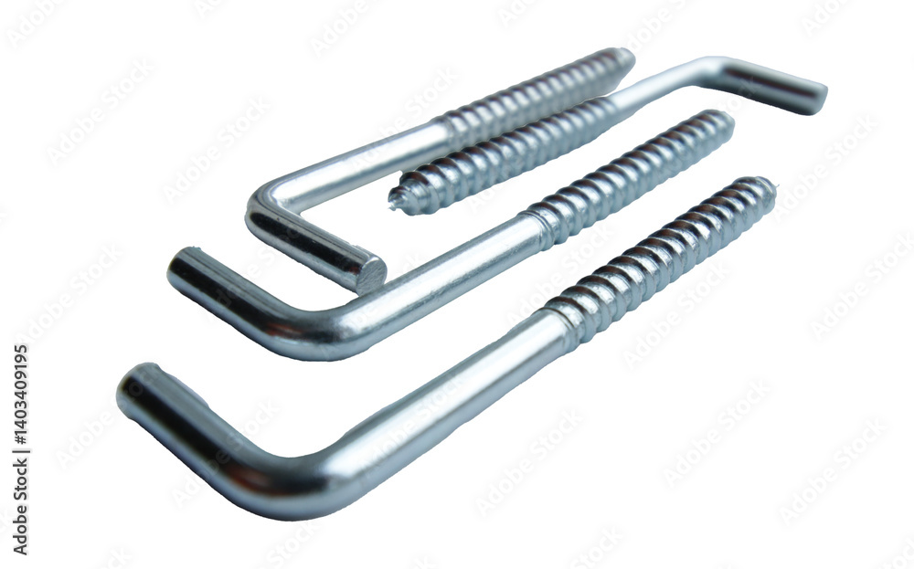 shiny new metal screws with hook on transparent background shiny new metal screws with hook on transparent background