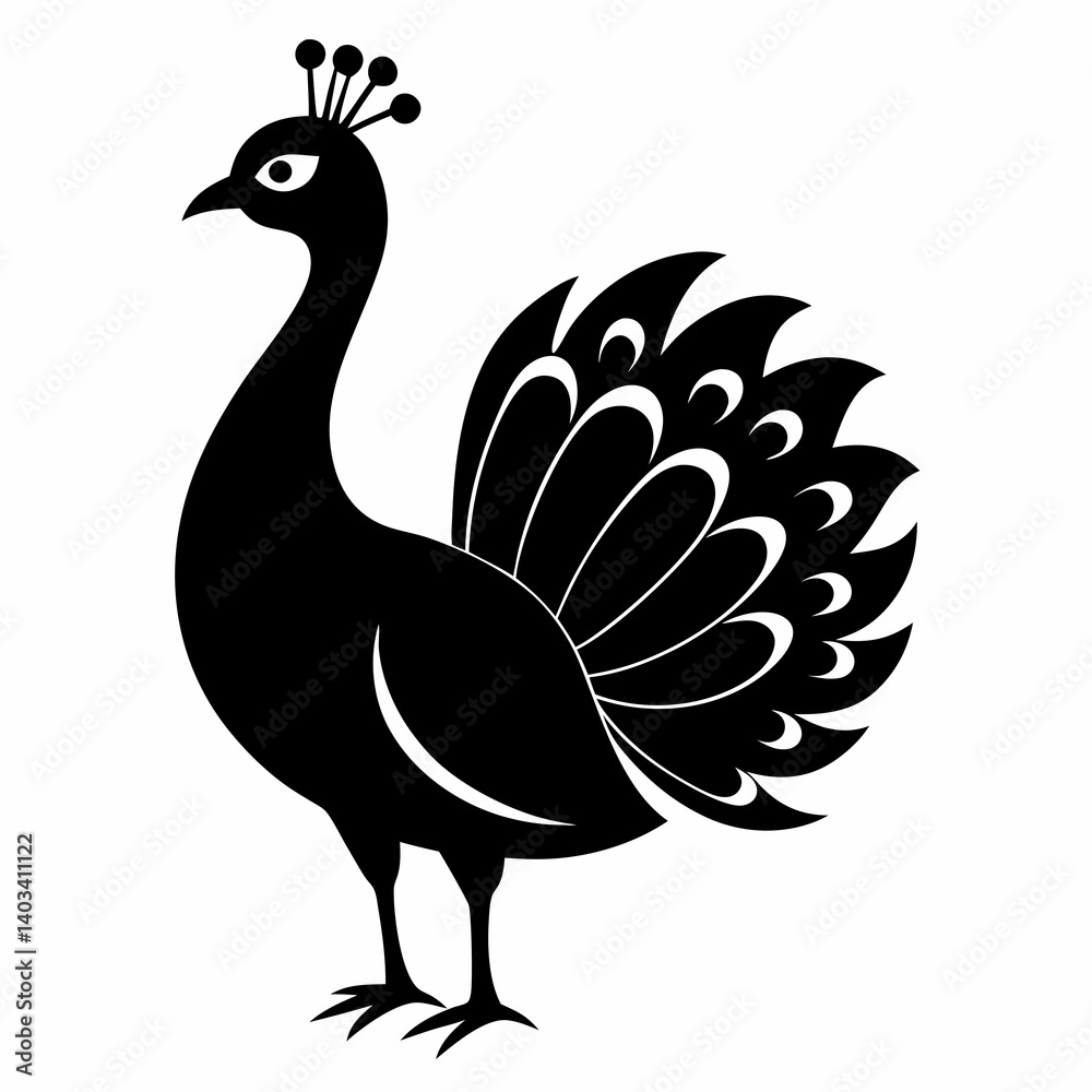 Elegant Peacock Silhouette Vector Art Elegant Peacock Silhouette Vector Art