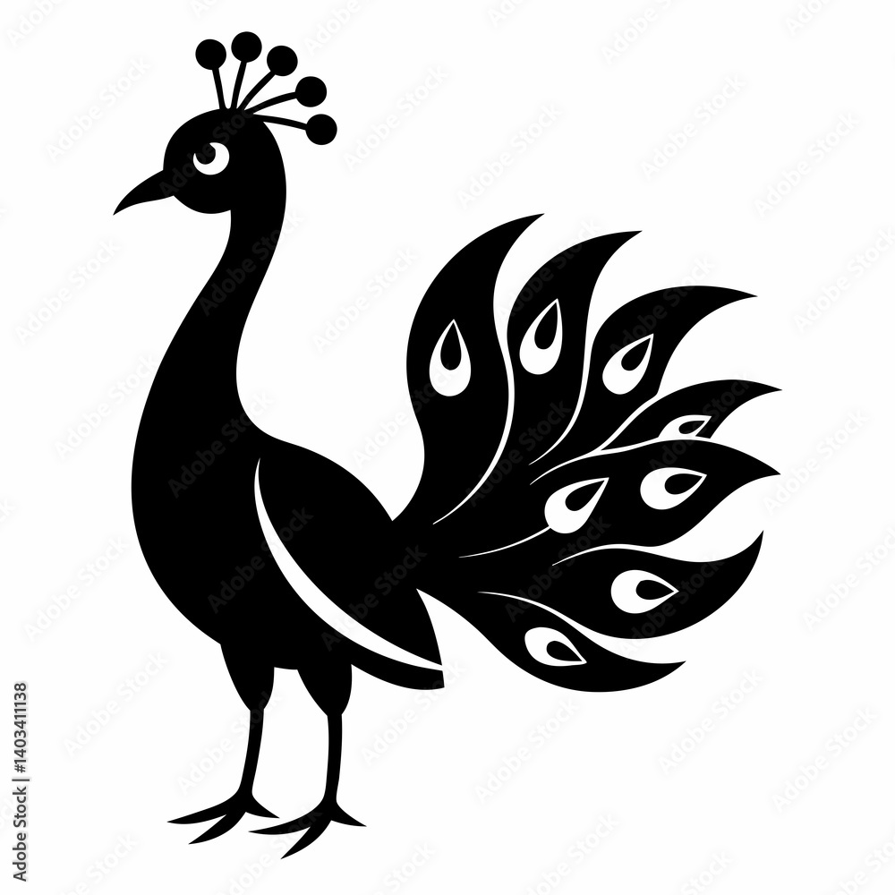 Fototapeta premium Elegant Peacock Silhouette Vector Art