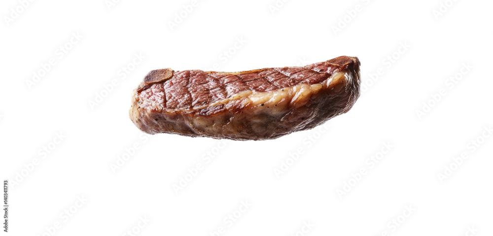 Cooked steak cut with fat and bone Cooked steak cut with fat and bone