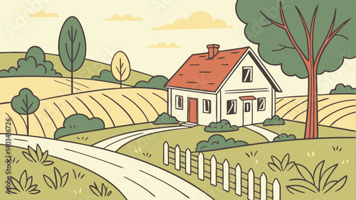 rural landscape with a house
